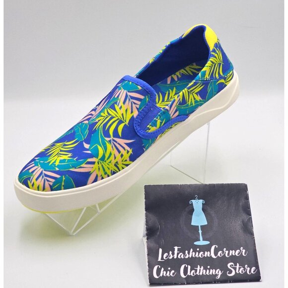 NWT OluKai Men's Laeahi Pai Sunset Blue Aloha Canvas Slip-On Sneakers Sz 10 2845 - Picture 15 of 16